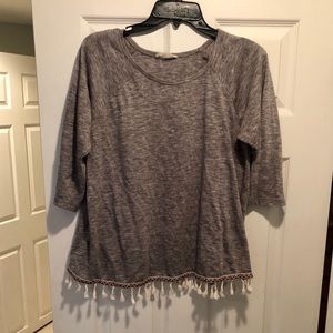 Altar’d State Top | Gray with Tassel Detail
